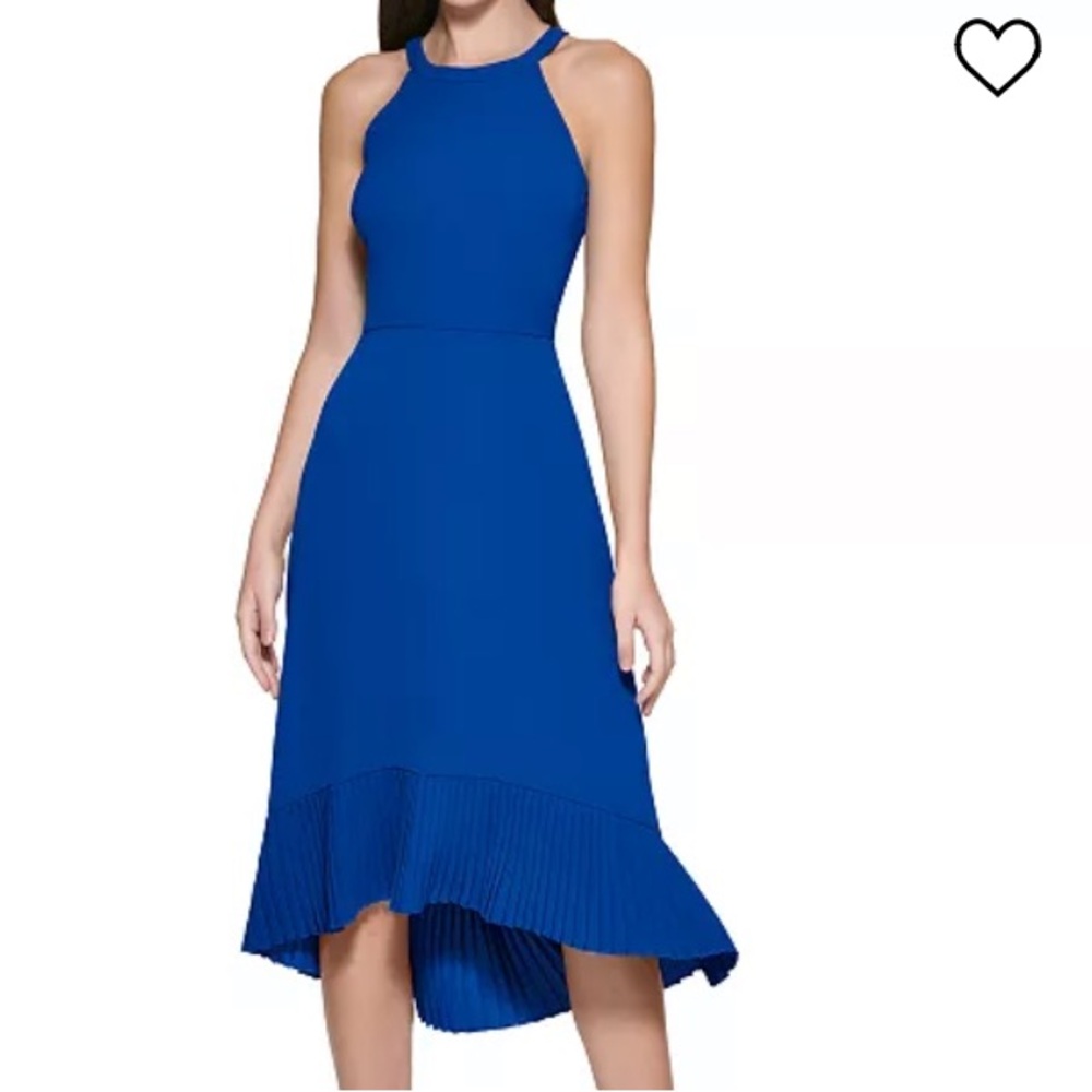 KENSIE💙EUC PLEATED FAUX HALTER COCKTAIL DRESS - Picture 2 of 15